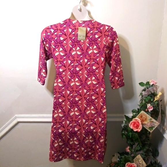 Expected By Lilac Clothing Berry Abstract, Jersey Knit Faux Wrap Nursing Dress - Picture 5 of 10